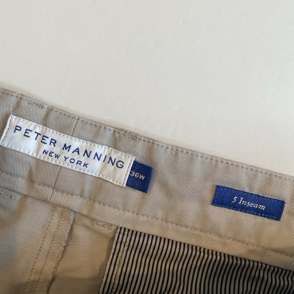 Peter Manning Chino Shorts Men 36 Grey 5 Inch Inseam Cotton Twill Flat Front - Picture 5 of 9